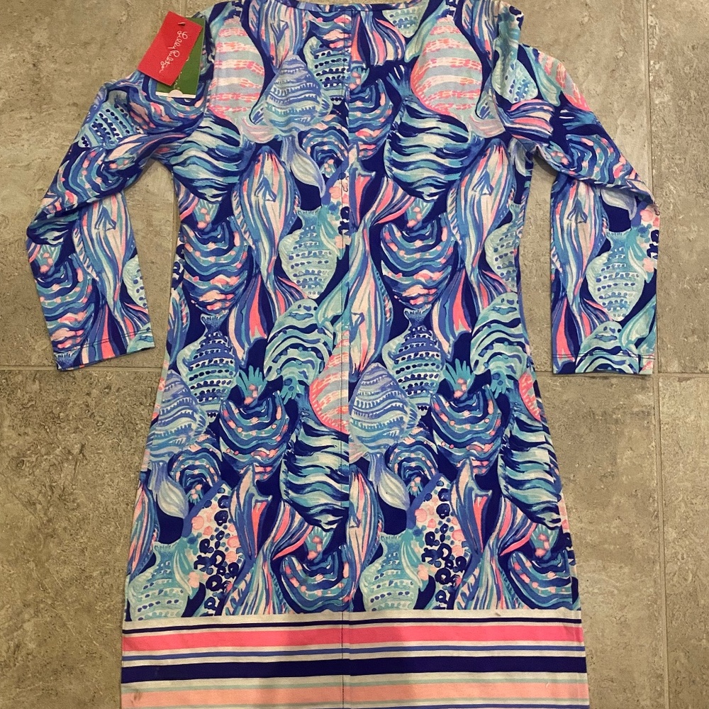 🎉HP🎉 Lilly Pulitzer Beacon Dress Twilight Blue Scale Up Engineered Dress  xxs - Picture 2 of 5